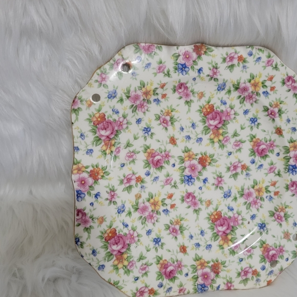 MM Japan Vtg Rose Cherry Peach Blossom Chintz Plate Cottagecore shabby chic - Picture 2 of 6